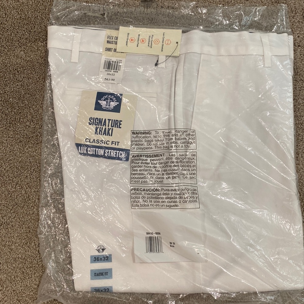 Dockers Signature Khaki White Dress Pants 36x32